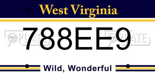788EE9 West Virginia License Plate