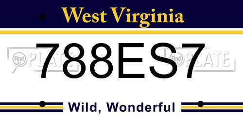 788ES7 West Virginia License Plate
