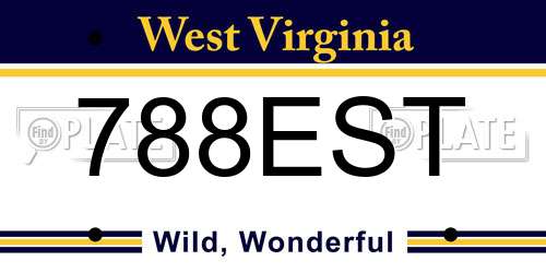 788EST West Virginia License Plate
