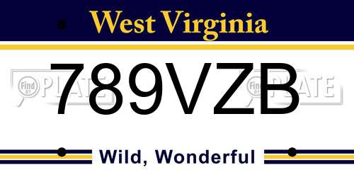 789VZB West Virginia License Plate