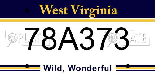 78A373 West Virginia License Plate