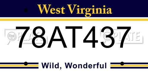 78AT437 West Virginia License Plate
