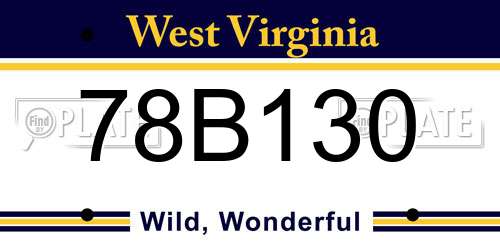 78B130 West Virginia License Plate