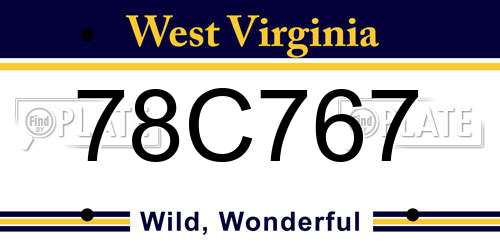78C767 West Virginia License Plate