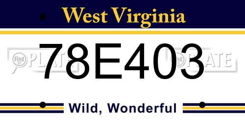 78E403 West Virginia License Plate