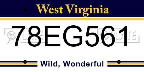 78EG561 West Virginia License Plate