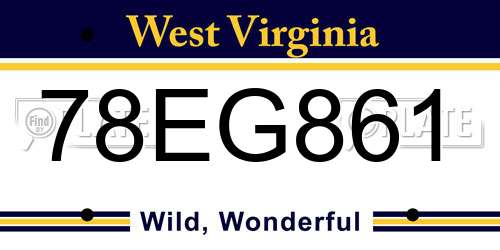 78EG861 West Virginia License Plate
