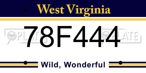 78F444 West Virginia License Plate