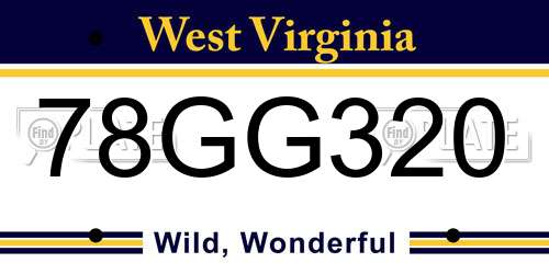 78GG320 West Virginia License Plate