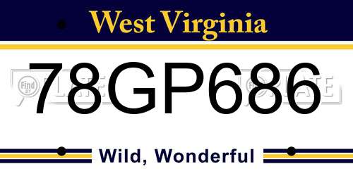 78GP686 West Virginia License Plate