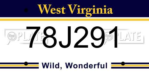 78J291 West Virginia License Plate