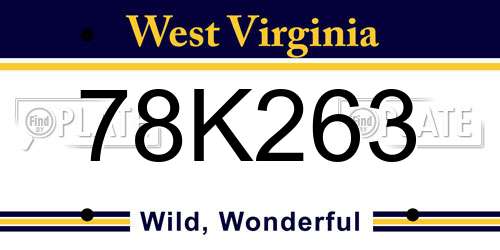 78K263 West Virginia License Plate