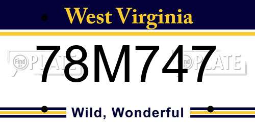 78M747 West Virginia License Plate