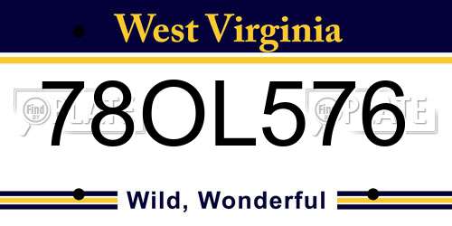 78OL576 West Virginia License Plate