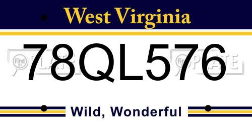 78QL576 West Virginia License Plate