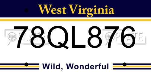 78QL876 West Virginia License Plate