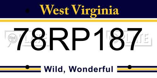 78RP187 West Virginia License Plate