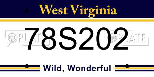 78S202 West Virginia License Plate