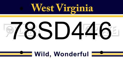 78SD446 West Virginia License Plate