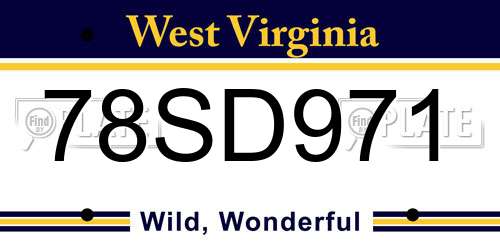 78SD971 West Virginia License Plate