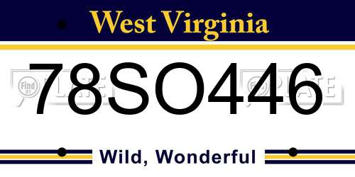 78SO446 West Virginia License Plate
