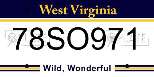 78SO971 West Virginia License Plate