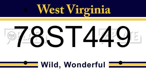 78ST449 West Virginia License Plate