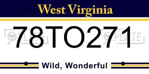 78TO271 West Virginia License Plate