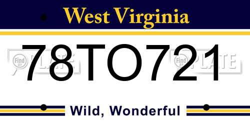 78TO721 West Virginia License Plate