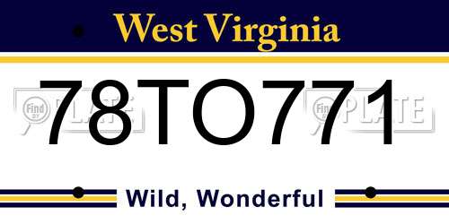 78TO771 West Virginia License Plate