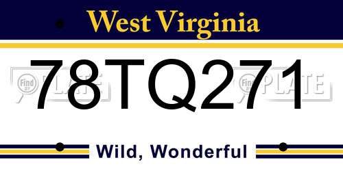 78TQ271 West Virginia License Plate