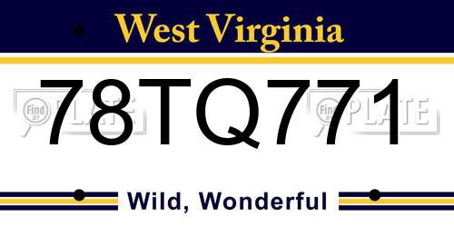 78TQ771 West Virginia License Plate