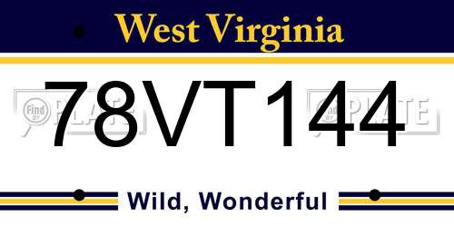 78VT144 West Virginia License Plate