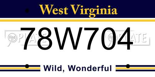 78W704 West Virginia License Plate