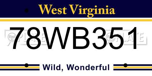 78WB351 West Virginia License Plate