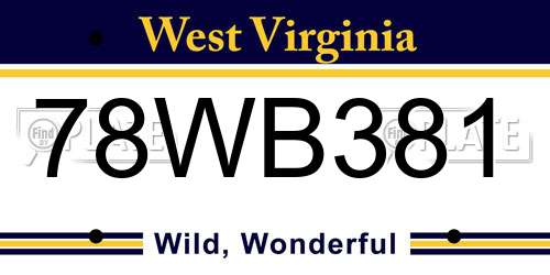 78WB381 West Virginia License Plate