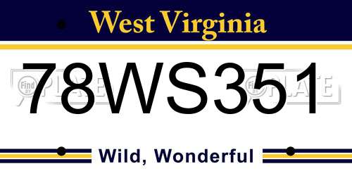78WS351 West Virginia License Plate