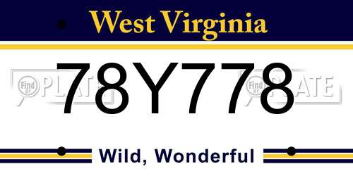 78Y778 West Virginia License Plate