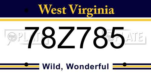 78Z785 West Virginia License Plate