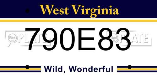 790E83 West Virginia License Plate