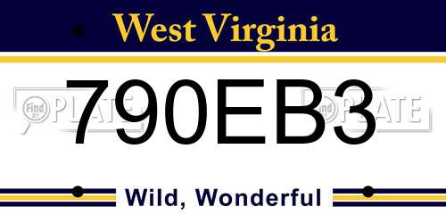 790EB3 West Virginia License Plate