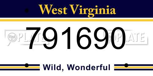 791690 West Virginia License Plate