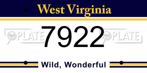 7922 West Virginia License Plate