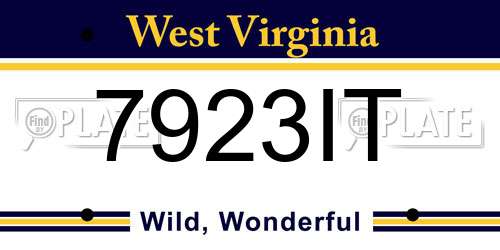 7923IT West Virginia License Plate
