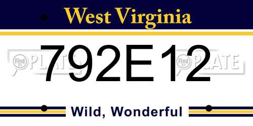 792E12 West Virginia License Plate