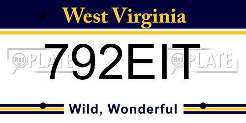 792EIT West Virginia License Plate