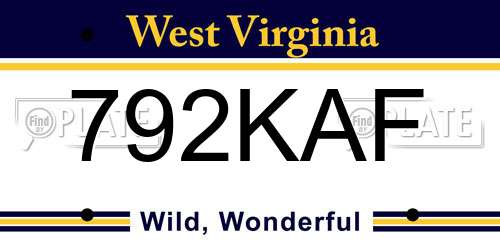 792KAF West Virginia License Plate