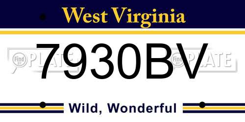 7930BV West Virginia License Plate