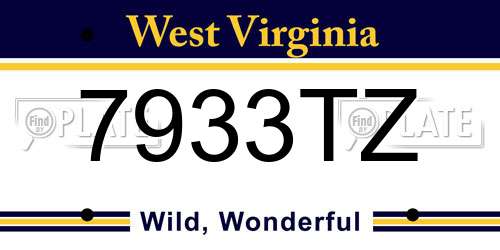 7933TZ West Virginia License Plate
