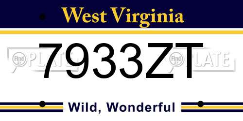 7933ZT West Virginia License Plate